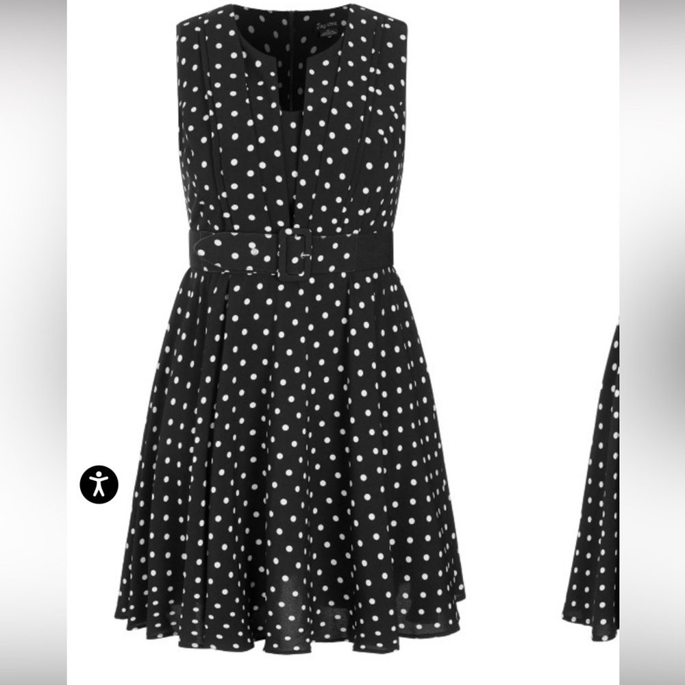 City Chic Polka Dot Sleeveless Vintage-look Dress - Black and White - Picture 3 of 10